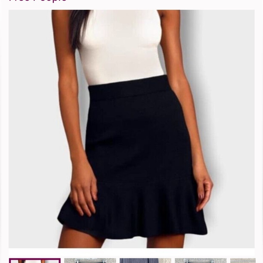 Free People Solid Ruffled Ribbed Knit Short Skirt in Black Womens